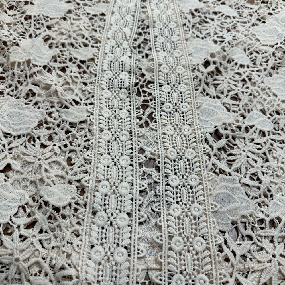 Eva Rosa Collection Crochet Lace Top White Floral Sheer Blouse Women’s 44 (L/XL)